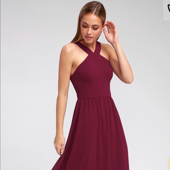Lulus Air of Romance Burgundy Maxi Dress - Picture 1 of 4
